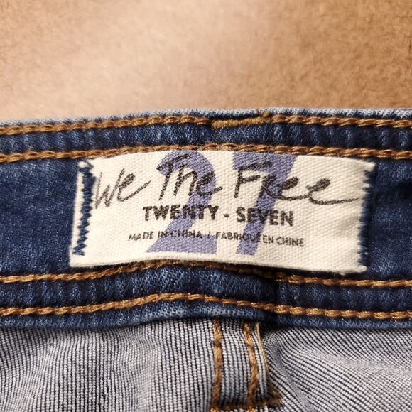 We The Free Exposed Button Fly Bootcut Jeans Wmns 27 Blue Dark Wash Cowgirl Y2K - Picture 4 of 13